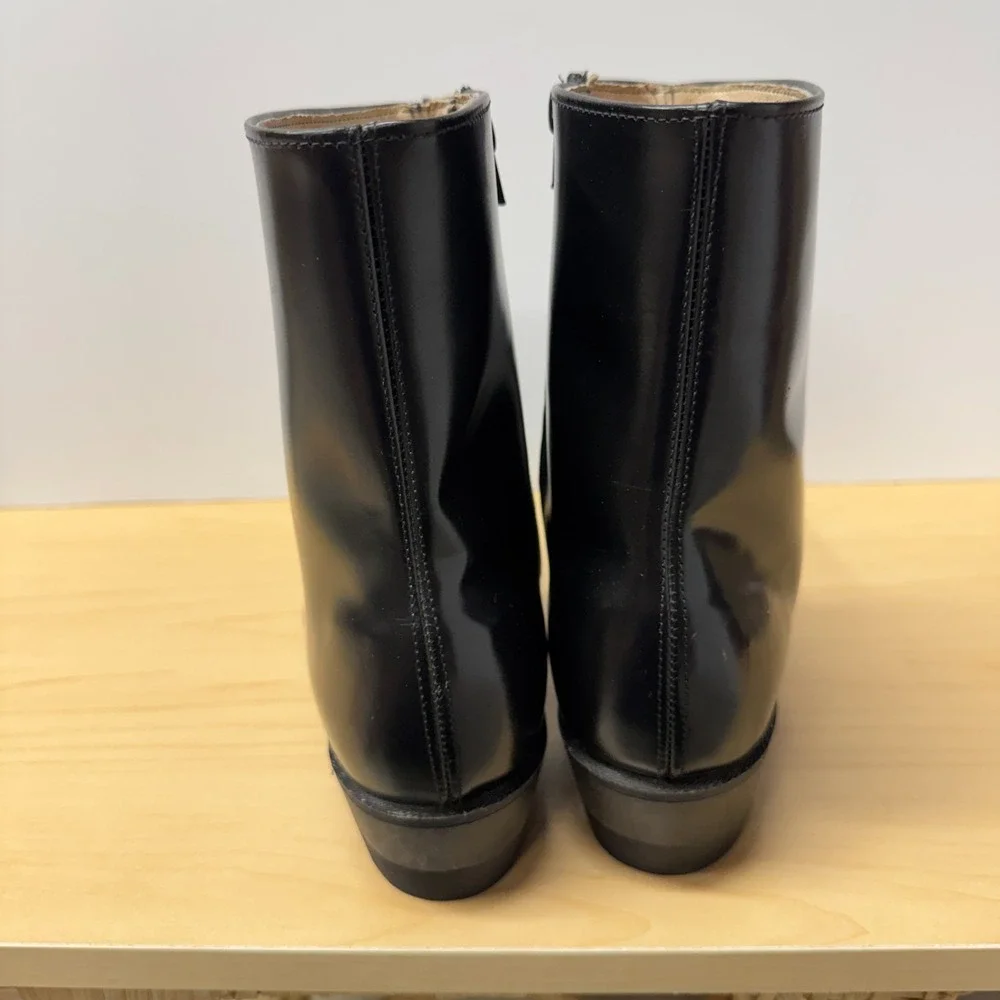 NFS UFCW Leather Men's Black Ankle Worker Boots, Size 9.5 D,  Zip Up USA Western